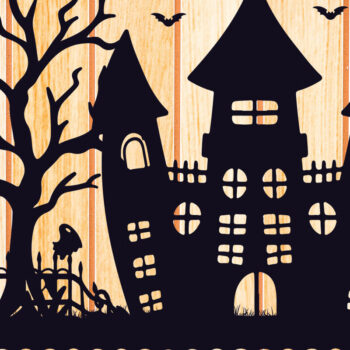 Intra απο ξύλο plywood 3mm-4mm πάχος - Halloween Haunted House Design 12 Δίασταση 15x15 cm INTRAFABR-125256001 - Image 1
