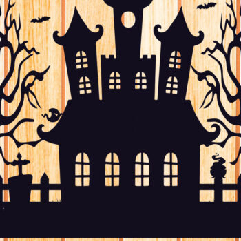 Intra απο ξύλο plywood 3mm-4mm πάχος - Halloween Haunted House Design 19 Δίασταση 15x15 cm INTRAFABR-125256418 - Image 2