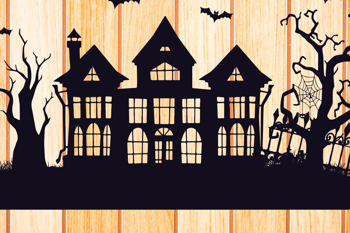 Intra απο ξύλο plywood 3mm-4mm πάχος - Halloween Haunted House  Design 2 Δίασταση 15x15 cm INTRAFABR-125255086