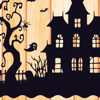 Intra απο ξύλο plywood 3mm-4mm πάχος - Halloween Haunted House Design 3 Δίασταση 15x15 cm INTRAFABR-125255181 - Image 2