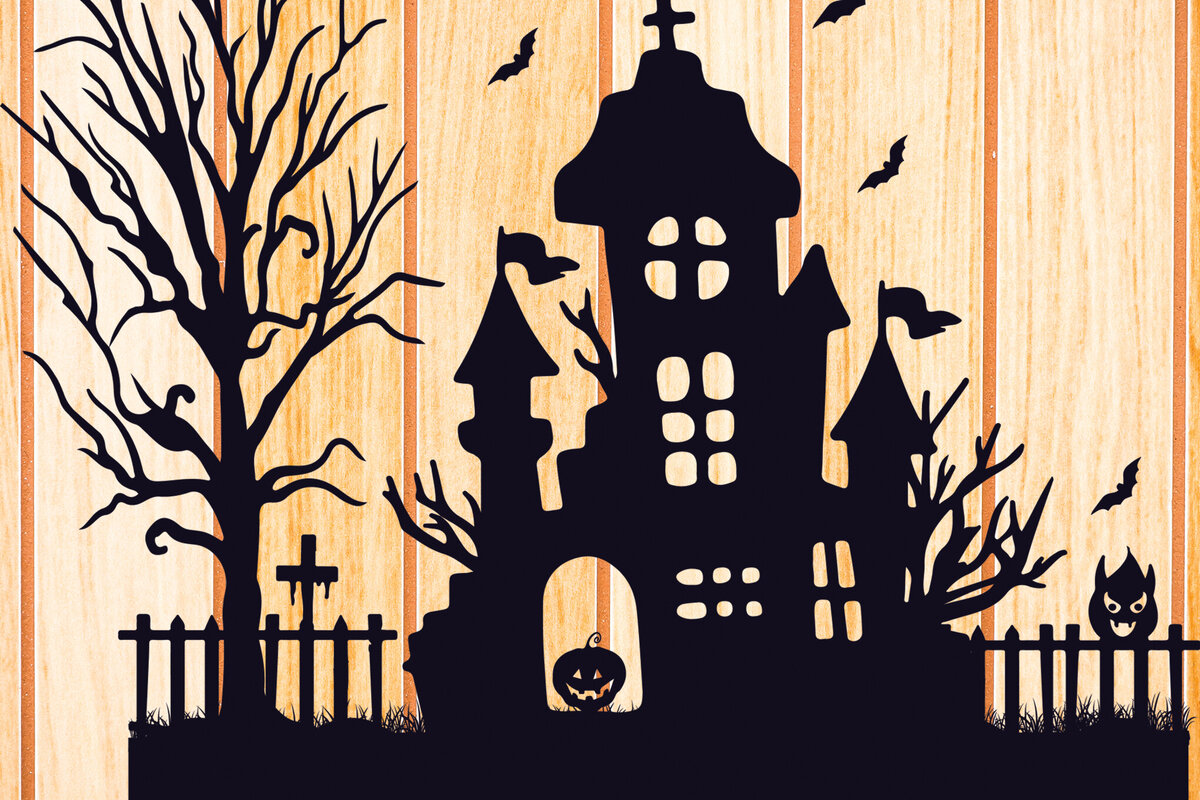 Intra απο ξύλο plywood 3mm-4mm πάχος - Halloween Haunted House  Design 9 Δίασταση 15x15 cm INTRAFABR-125255673