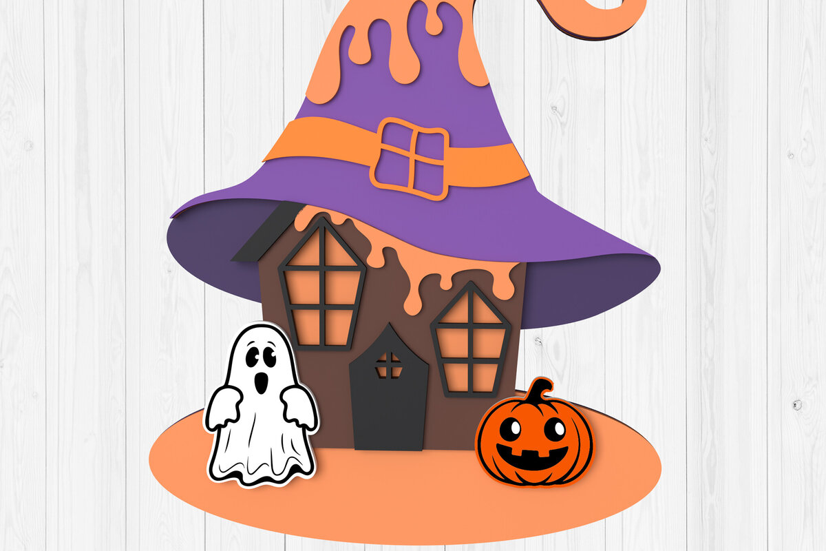 Intra απο ξύλο plywood 3mm-4mm πάχος -  κοπής με λέιζερ Halloween House Δίασταση 15x15 cm INTRAFABR-106046727