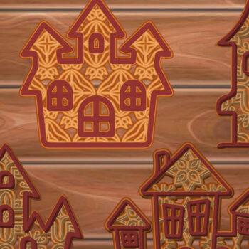 Intra απο ξύλο plywood 3mm-4mm πάχος - Πακέτο  πολλαπλών επιπέδων Halloween Home Δίασταση 15x15 cm INTRAFABR-15849193 - Image 1