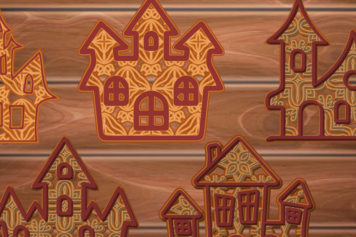 Intra απο ξύλο plywood 3mm-4mm πάχος - Πακέτο  πολλαπλών επιπέδων Halloween Home Δίασταση 15x15 cm INTRAFABR-15849193