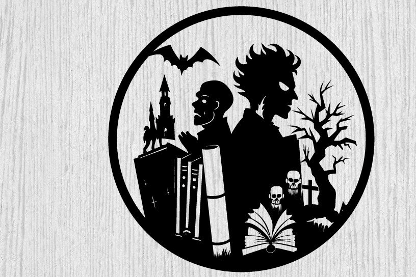 Intra απο ξύλο plywood 3mm-4mm πάχος - Βιβλία τρόμου Halloween Μεταλλική τέχνη τοίχου Δίασταση 40x50 cm INTRAFABR-103325274