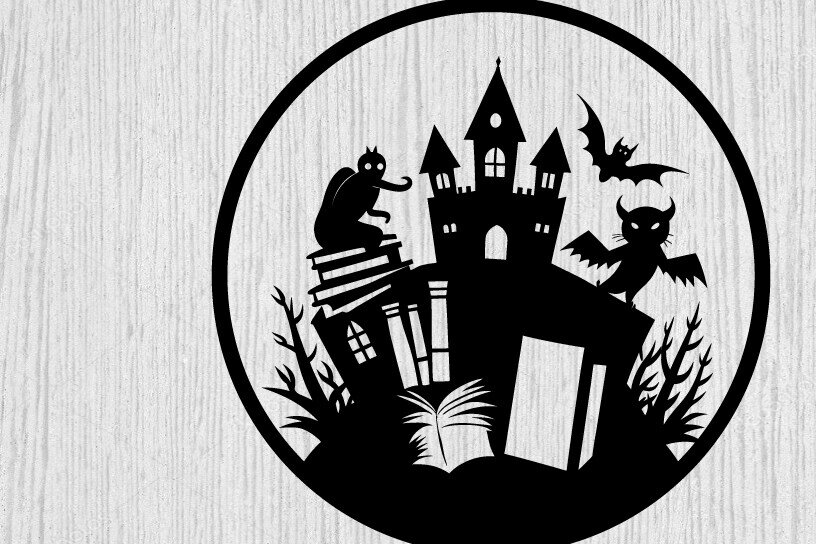 Intra απο ξύλο plywood 3mm-4mm πάχος - Βιβλία τρόμου Halloween Μεταλλική τέχνη τοίχου Δίασταση 40x50 cm INTRAFABR-103325502