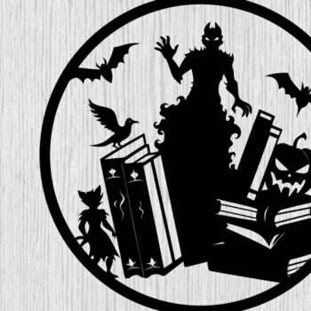 Intra απο ξύλο plywood 3mm-4mm πάχος - Βιβλία τρόμου Halloween Μεταλλική τέχνη τοίχου Δίασταση 40x50 cm INTRAFABR-103325566 - Image 1