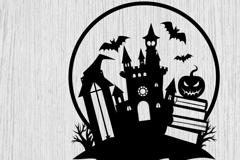 Intra απο ξύλο plywood 3mm-4mm πάχος - Βιβλία τρόμου Halloween Μεταλλική τέχνη τοίχου Δίασταση 40x50 cm INTRAFABR-103325162