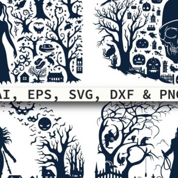 Intra απο ξύλο plywood 3mm-4mm πάχος - Πακέτο Halloween Horror Element Δίασταση 15x15 cm INTRAFABR-80711791 - Image 1