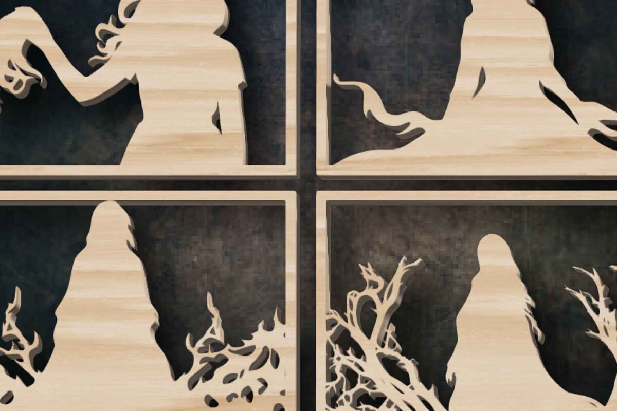 Intra απο ξύλο plywood 3mm-4mm πάχος - Πακέτο Halloween Horror Cut  με λέιζερ Δίασταση 15x15 cm INTRAFABR-79116150