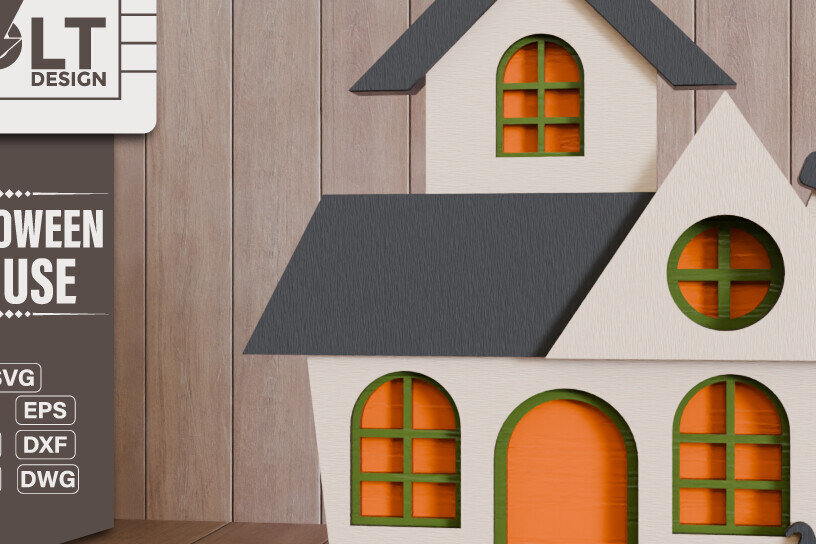 Intra απο ξύλο plywood 3mm-4mm πάχος - Halloween House 3D  Πολυεπίπεδη κοπή Δίασταση 20x25 cm INTRAFABR-102990961