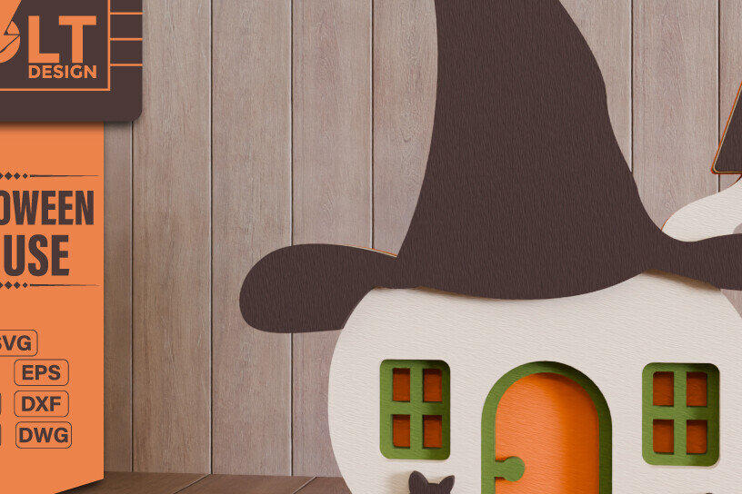 Intra απο ξύλο plywood 3mm-4mm πάχος - Halloween House 3D  Πολυεπίπεδη κοπή Δίασταση 20x25 cm INTRAFABR-103130274