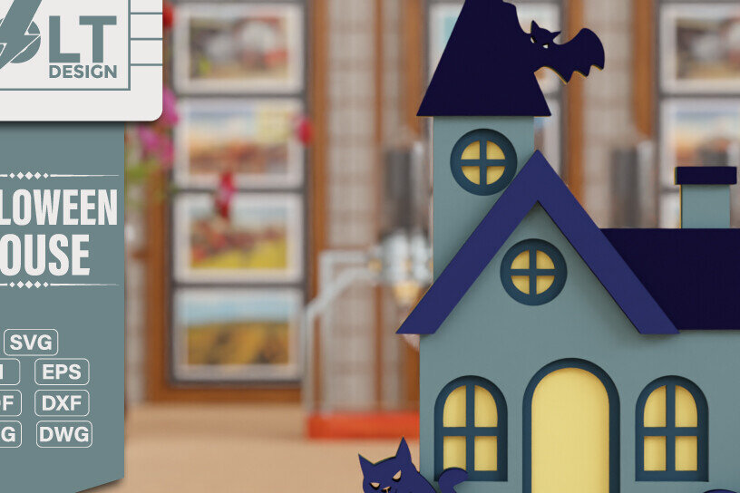 Intra απο ξύλο plywood 3mm-4mm πάχος - Halloween House 3D  Πολυεπίπεδη κοπή Δίασταση 20x25 cm INTRAFABR-102146360