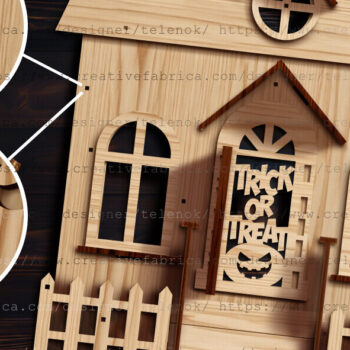 Intra απο ξύλο plywood 3mm-4mm πάχος - Halloween House Advent Calendar  Δίασταση 15x15 cm INTRAFABR-105202569 - Image 3