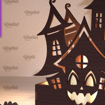 Intra απο ξύλο plywood 3mm-4mm πάχος - Κηροπήγια Halloween House Δίασταση 15x15 cm INTRAFABR-103939413 - Image 4