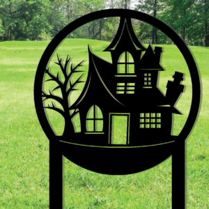 Intra απο ξύλο plywood 3mm-4mm πάχος - Μεταλλικό σημάδι πασσάλων κήπων Halloween House Δίασταση 3600x3600 cm INTRAFABR-101277272