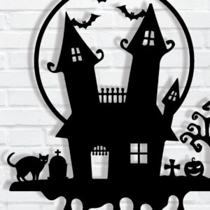 Intra απο ξύλο plywood 3mm-4mm πάχος - Halloween House Μεταλλικός τοίχος Τέχνης με λέιζερ Δίασταση 40x50 cm INTRAFABR-78945455