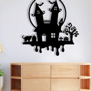 Intra απο ξύλο plywood 3mm-4mm πάχος - Halloween House Μεταλλικός τοίχος Τέχνης με λέιζερ Δίασταση 40x50 cm INTRAFABR-78945455 - Image 2