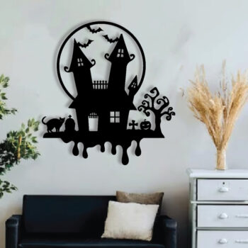 Intra απο ξύλο plywood 3mm-4mm πάχος - Halloween House Μεταλλικός τοίχος Τέχνης με λέιζερ Δίασταση 40x50 cm INTRAFABR-78945455 - Image 3