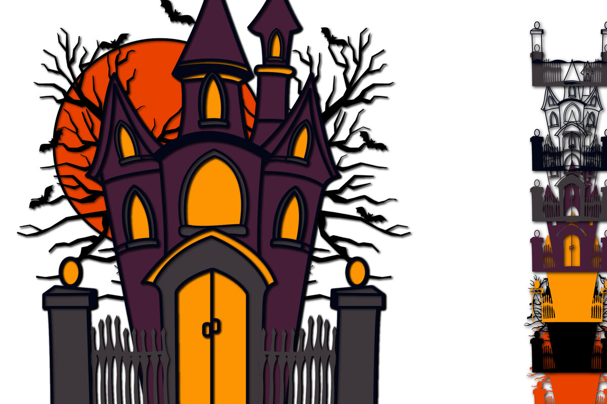 Intra απο ξύλο plywood 3mm-4mm πάχος -  3D  για Halloween House Paper Cut Δίασταση 1500x1500 cm INTRAFABR-78577951