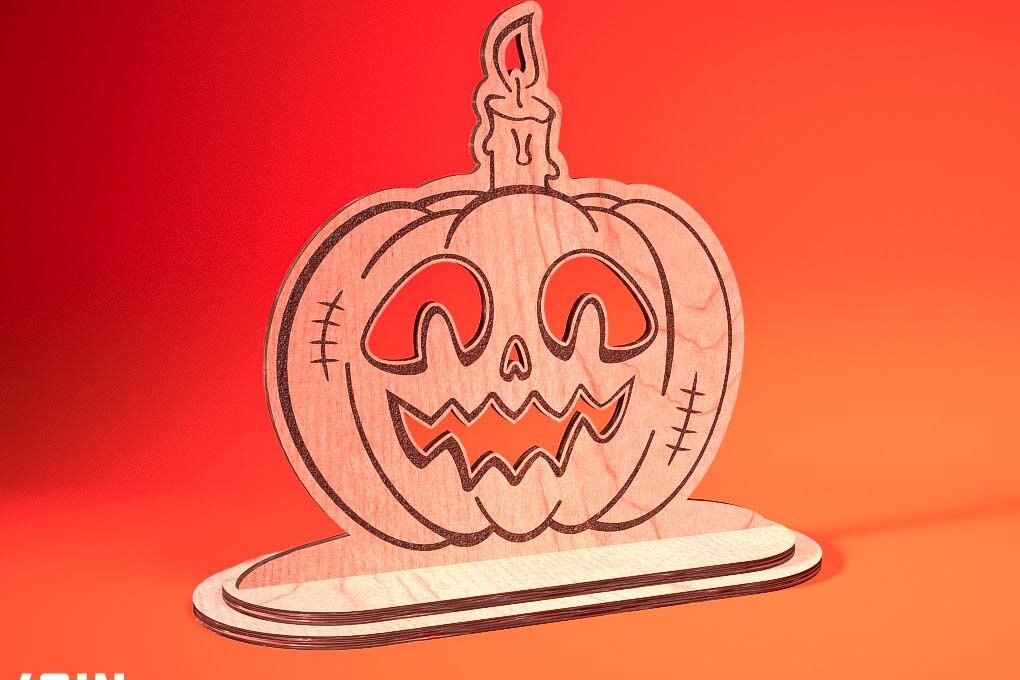 Intra απο ξύλο plywood 3mm-4mm πάχος - Halloween Jack O Lantern Decor Cut Laser Δίασταση 15x15 cm INTRAFABR-75901254