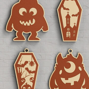 Intra απο ξύλο plywood 3mm-4mm πάχος - Δέσμη κοπής με λέιζερ για Halloween Key Chain Δίασταση 20x25 cm INTRAFABR-101376147 - Image 1