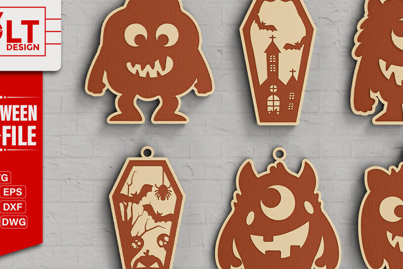 Intra απο ξύλο plywood 3mm-4mm πάχος - Δέσμη κοπής με λέιζερ για Halloween Key Chain Δίασταση 20x25 cm INTRAFABR-101376147