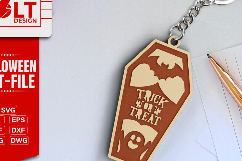 Intra απο ξύλο plywood 3mm-4mm πάχος -  κοπής λέιζερ για Halloween Key Chain Δίασταση 20x25 cm INTRAFABR-101205182