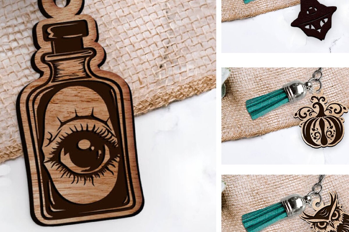 Intra απο ξύλο plywood 3mm-4mm πάχος - Αποκριάτικο μπρελόκ με λέιζερ. 31 Οκτώβρη Δίασταση 4x4 cm INTRAFABR-103070301