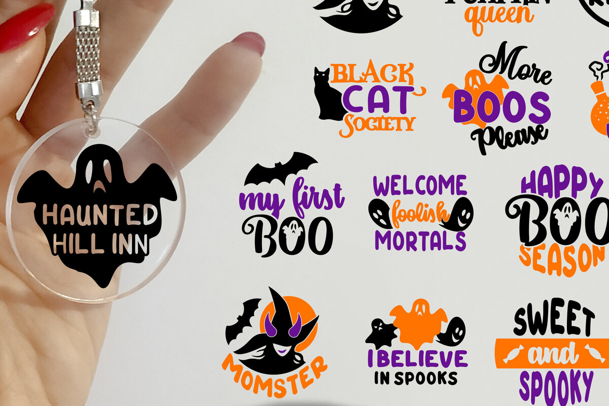 Intra απο ξύλο plywood 3mm-4mm πάχος - Πακέτο με μπρελόκ για Halloween  Δίασταση 4x4 cm INTRAFABR-82311466