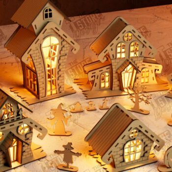 Intra απο ξύλο plywood 3mm-4mm πάχος - Πακέτο Haunted House Lantern Halloween Δίασταση 15x15 cm INTRAFABR-105203350 - Image 1