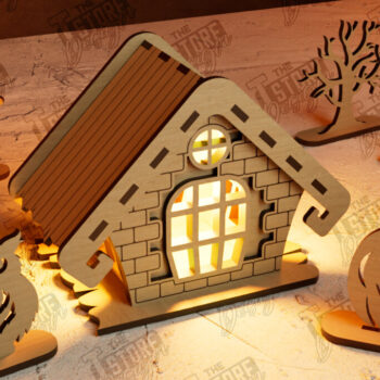 Intra απο ξύλο plywood 3mm-4mm πάχος - Πακέτο Haunted House Lantern Halloween Δίασταση 15x15 cm INTRAFABR-105203350 - Image 3