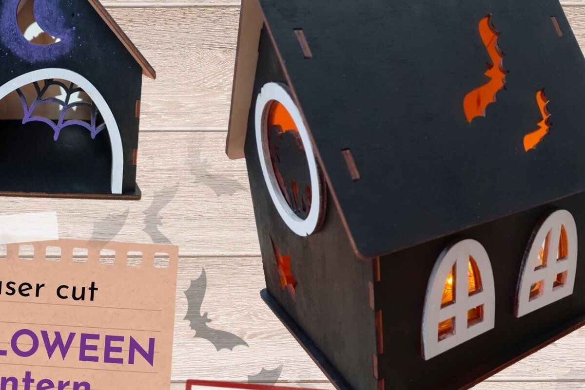 Intra απο ξύλο plywood 3mm-4mm πάχος - Halloween Lantern Cut, τρισδιάστατο σπίτι Δίασταση 40x50 cm INTRAFABR-77579321