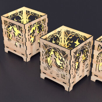 Intra απο ξύλο plywood 3mm-4mm πάχος - Κηροπήγιο Halloween Cut Laser Δίασταση 25x25 cm INTRAFABR-105448124 - Image 4