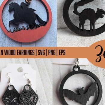 Intra απο ξύλο plywood 3mm-4mm πάχος - Σκουλαρίκια κομμένα με λέιζερ αποκριών Δίασταση 3x3 cm INTRAFABR-107403117 - Image 1