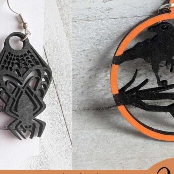 Intra απο ξύλο plywood 3mm-4mm πάχος - Σκουλαρίκια κομμένα με λέιζερ αποκριών Δίασταση 3x3 cm INTRAFABR-107403117 - Image 2