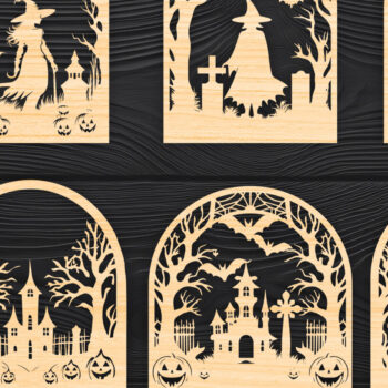 Intra απο ξύλο plywood 3mm-4mm πάχος - Πακέτο υ  Cut Halloween Laser 01 Δίασταση 15x15 cm INTRAFABR-106011320 - Image 1