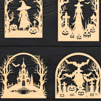 Intra απο ξύλο plywood 3mm-4mm πάχος - Πακέτο υ  Cut Halloween Laser 03 Δίασταση 15x15 cm INTRAFABR-106011280 - Image 1