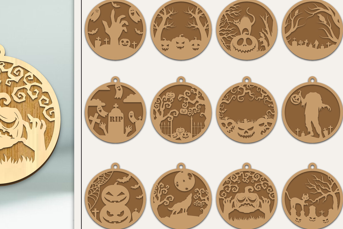 Intra απο ξύλο plywood 3mm-4mm πάχος - Δέσμη στολίδι με κομμένα λέιζερ αποκριών Δίασταση 6x6 cm INTRAFABR-102387135