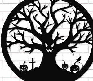 Intra απο ξύλο plywood 3mm-4mm πάχος - Halloween Laser Cut Decor Wall  Δίασταση 15x15 cm INTRAFABR-124873925