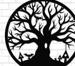 Intra απο ξύλο plywood 3mm-4mm πάχος - Halloween Laser Cut Decor Wall  Δίασταση 15x15 cm INTRAFABR-124873969