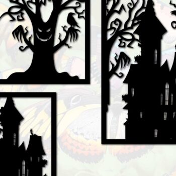 Intra απο ξύλο plywood 3mm-4mm πάχος - Πακέτο  διακόσμησης τοίχου Halloween Cut Laser: Δίασταση 15x15 cm INTRAFABR-77390390 - Image 1