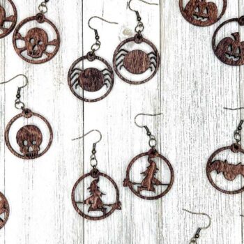 Intra απο ξύλο plywood 3mm-4mm πάχος - Σκουλαρίκια λέιζερ Halloween  Δίασταση 3x3 cm INTRAFABR-71701803 - Image 4