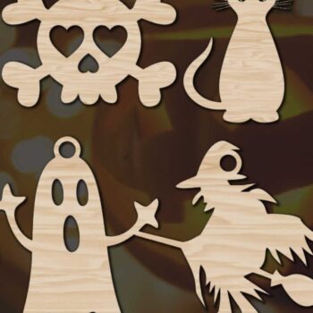 Intra απο ξύλο plywood 3mm-4mm πάχος - Πακέτο Halloween Laser  με τρύπες Δίασταση 15x15 cm INTRAFABR-78162088 - Image 1