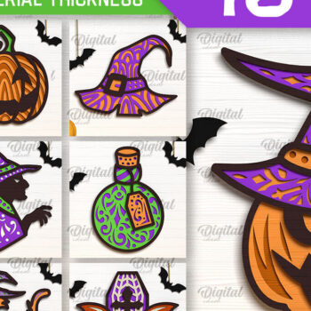 Intra απο ξύλο plywood 3mm-4mm πάχος - Πακέτο LaserCut Decor με στρώσεις Halloween Δίασταση 15x15 cm INTRAFABR-102378158 - Image 1