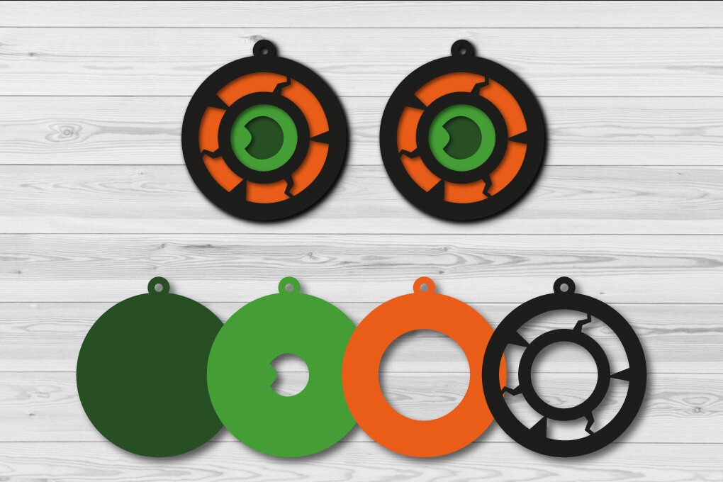 Intra απο ξύλο plywood 3mm-4mm πάχος - Halloween Layered Eye Σκουλαρίκι  Δίασταση 3x3 cm INTRAFABR-76803270