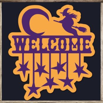 Intra απο ξύλο plywood 3mm-4mm πάχος - Σήμα καλωσορίσματος με στρώματα αποκριών | Μάγισσα Δίασταση 30x20 cm INTRAFABR-37414722 - Image 3