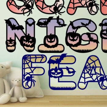 Intra απο ξύλο plywood 3mm-4mm πάχος - Πακέτο λέιζερ Halloween Letters 52  Δίασταση 15x15 cm INTRAFABR-73420609 - Image 2