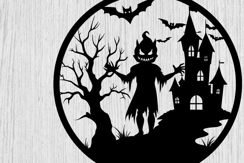 Intra απο ξύλο plywood 3mm-4mm πάχος -  με λέιζερ μεταλλικού τοίχου Halloween Δίασταση 40x50 cm INTRAFABR-101051124