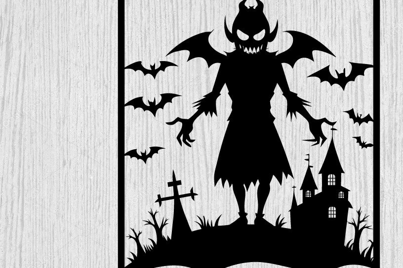 Intra απο ξύλο plywood 3mm-4mm πάχος -  με λέιζερ μεταλλικού τοίχου Halloween Δίασταση 40x50 cm INTRAFABR-101051247